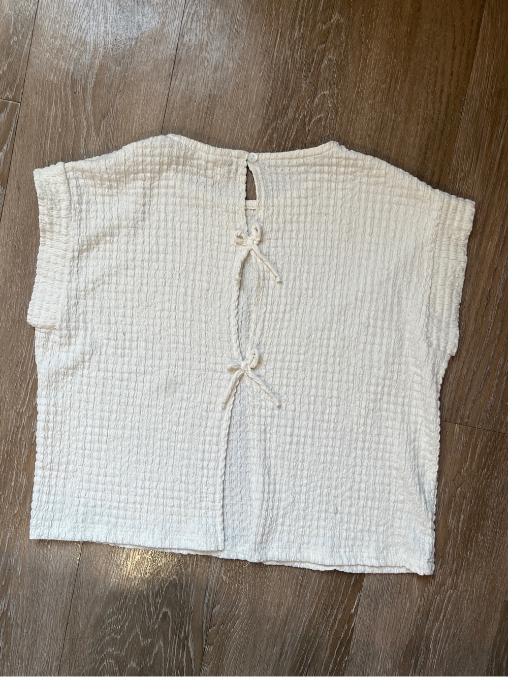 Zara Cream Textured Tie-Back Boxy Tunic